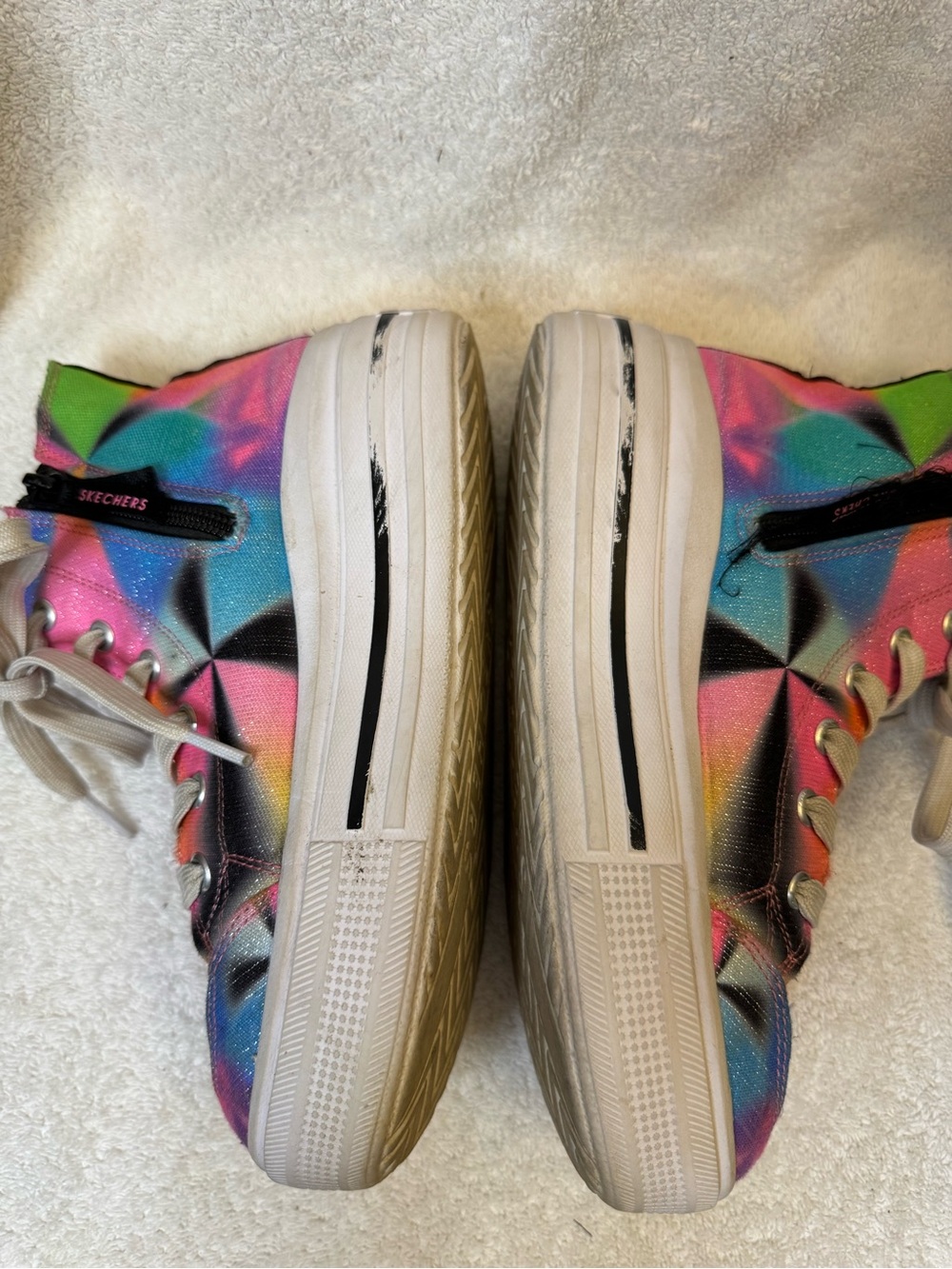 Skechers Girls Hyperlift Prism Party Tie Dye Platform High Top Sneakers Size 3 - Picture 3 of 9
